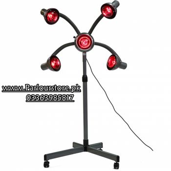 White 5 Head Infrared Heat Lamp Hair Dryer Red Light Hair Styling Color Processor Flexible Arms with Four Wheels Bulbs 750W 